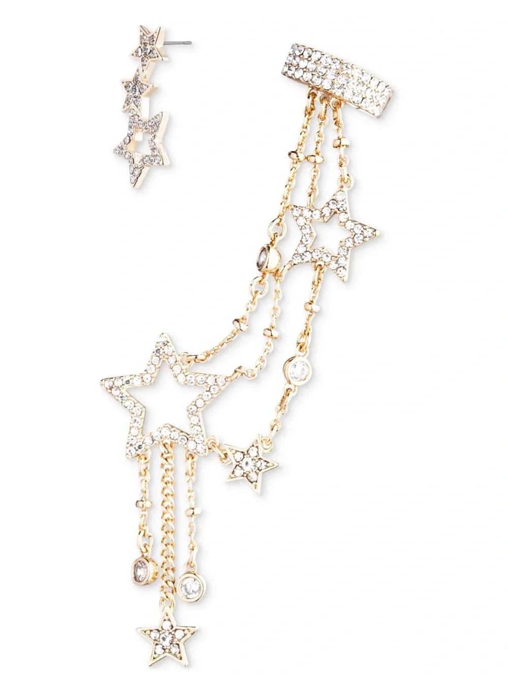 Emily in Paris Gold-Tone 2-Pc. Set Pavé Star Stud Single Earring & Ear Climber